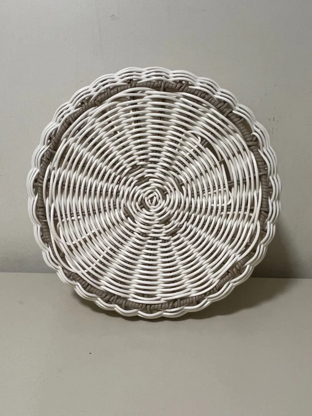 Brightroom Scalloped Poly Rattan Medium Decorative Basket Cream